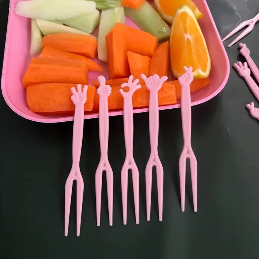 50pcs Mini Plastic Fruit Forks for Bento Box, Reusable Food Picks with Cute Gestures – Cocktail Appetizer Picks for Kids Lunch Boxes, Fruits, Sandwiches, Party Snacks – Multicolor